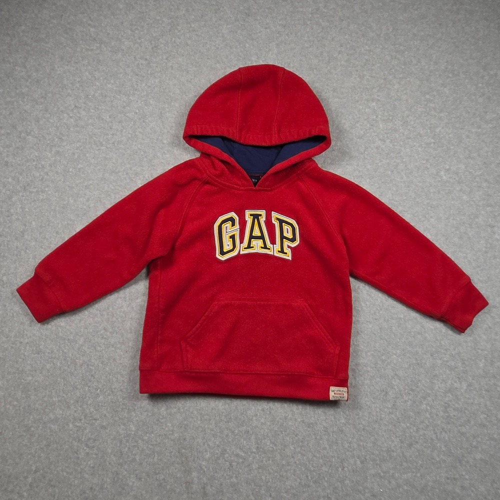Baby Gap Toddler Red Fleece Hoodie Arch Logo Pullover Sweatshirt 4T Vintage Y2K